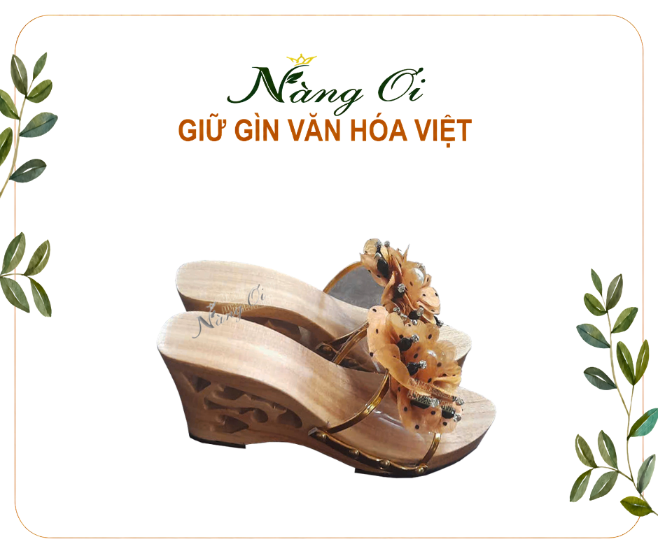 guốc mộc cho nữ cao 7cm được làm từ gỗ xoan tự nhiên
